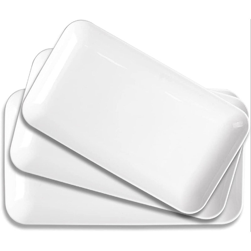Latitude Run® Large Serving Platter Set 12In White Rectangular Serving